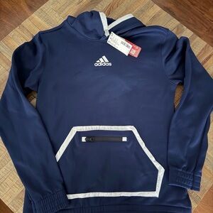 adidas Navy Blue Hoodie with White Trim Kids Sweatshirt